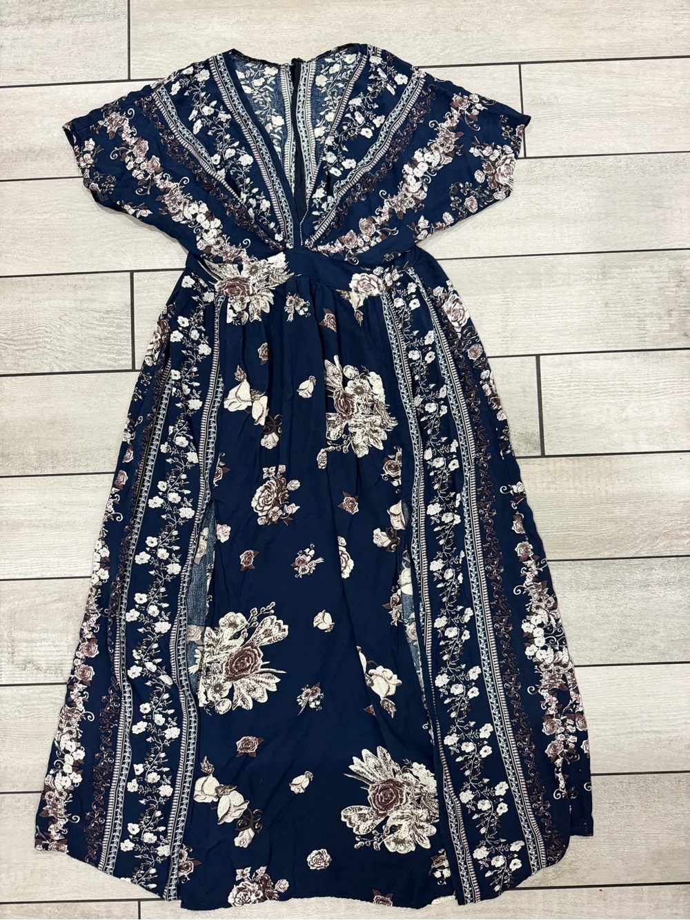 SHEIN Navy Floral Bohemian Maxi Dress